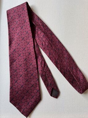 Hardy Amies Maroon Geometric Silk Tie